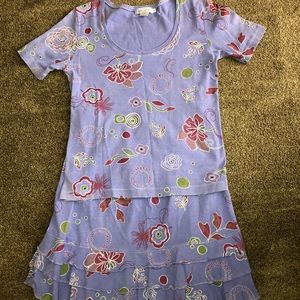 Scoop neck shirt and skirt set